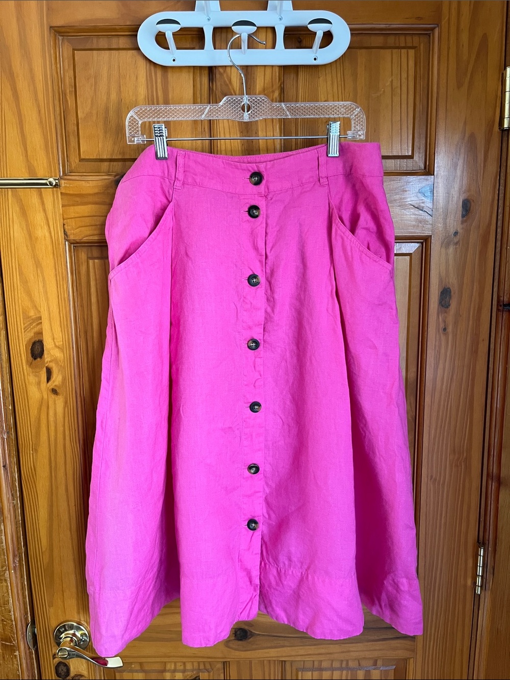 Boden Hot Pink Button-Front A-Line Skirt